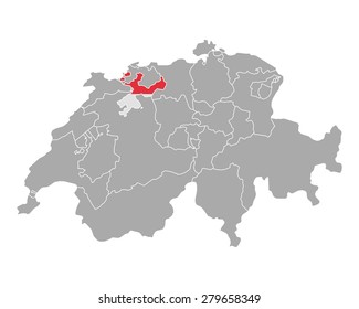 Map of Switzerland with flag of Solothurn