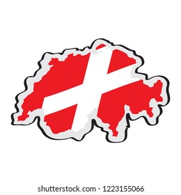 Map of Switzerland with its flag. Vector illustration design