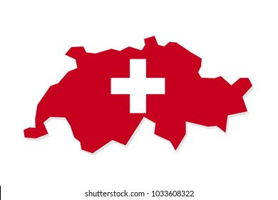 Map of switzerland with flag,vector illustration