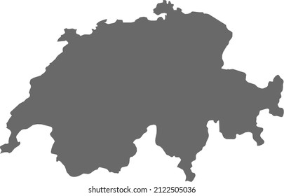 Map of Switzerland. High res (300dpi). Highly detailed border representation. Web mercator projection. Scalable vector graphic. For web and print. Border and fill colors can be changed in eps format.