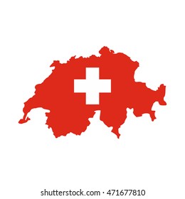 Map of Switzerland icon in flat style isolated on white background. State symbol