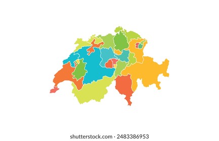 Map of Switzerland isolated modern colorful style. for website layouts, background, education, precise, customizable, Travel worldwide, map silhouette backdrop, earth geography, political, reports. 