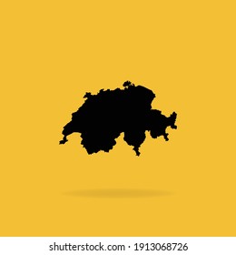 Map of Switzerland isolated on dark Yellow background, Vector Illustration EPS 10