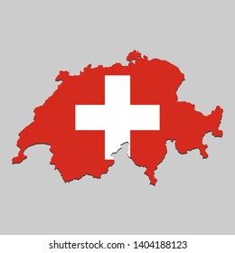 Map of Switzerland with national flag. Vector Illustration.