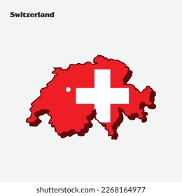 Mapa de Suiza con bandera nacional. Ilustración vectorial. Eps 10.