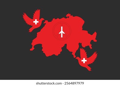 Map of Switzerland with the national flag of Switzerland, Switzerland flag vector graphic, Switzerland country flag is a symbol of freedom, vector illustration
