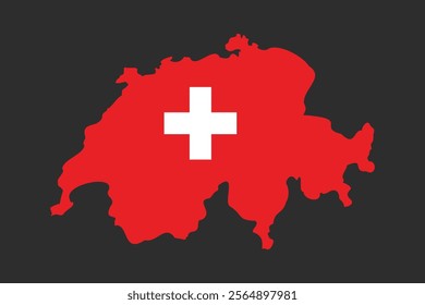 Map of Switzerland with the national flag of Switzerland, Switzerland flag vector graphic, Switzerland country flag is a symbol of freedom, vector illustration
