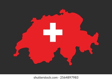 Map of Switzerland with the national flag of Switzerland, Switzerland flag vector graphic, Switzerland country flag is a symbol of freedom, vector illustration
