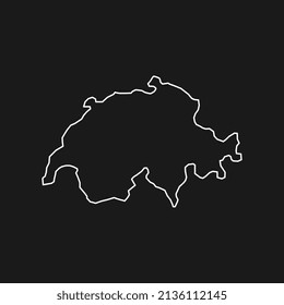 Map of Switzerland on Black Background