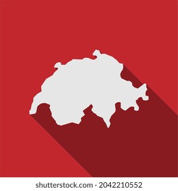 Karte der Schweiz auf rotem Hintergrund mit langem Schatten