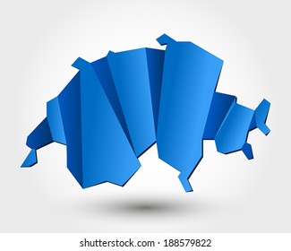 map of Switzerland. origami map concept