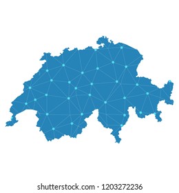 Map of Switzerland from Polygonal wire frame low poly mesh,Switzerland map Vector Illustration EPS10.