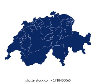 Mapa de Suiza con regiones y fronteras