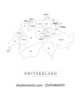 Karte der Schweiz mit Vertretung der Verwaltungseinheiten