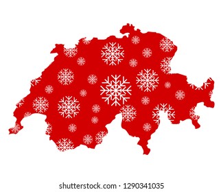 Map of Switzerland with snowflakes