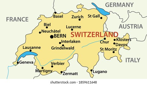 map of Switzerland - vector illustration