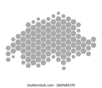 Map of Switzerland as vector illustration