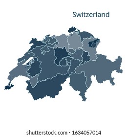 Map of the Switzerland. Vector image of a global map in the form of regions in Switzerland. Easy to edit
