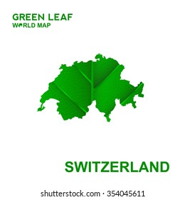 Map Of Switzerland,Nature green leaf, vector illustration