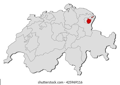 Map - Swizerland, Appenzell Innerrhoden