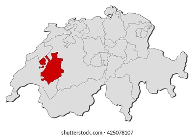 Map - Swizerland, Fribourg