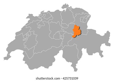 Map - Swizerland, Glarus