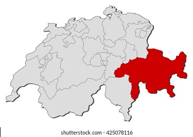Map - Swizerland, Graubuenden