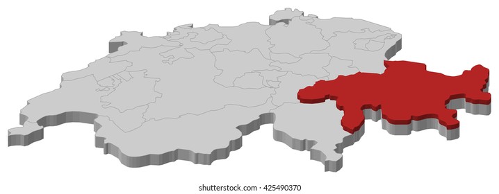 Map - Swizerland, Graubuenden
