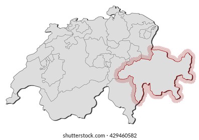 Map - Swizerland, Graubuenden