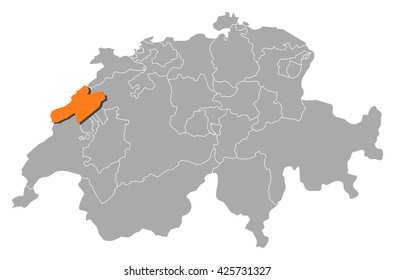 Map - Swizerland, Neuchatel