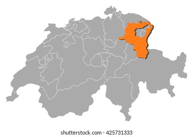 Map - Swizerland, St. Gallen