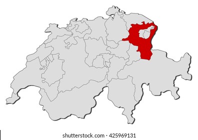 Map - Swizerland, St. Gallen