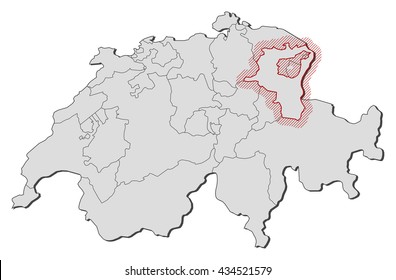 Map - Swizerland, St. Gallen