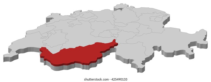 Map - Swizerland, Valais
