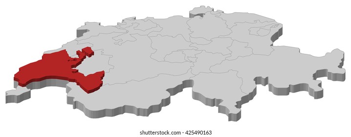 Map - Swizerland, Vaud