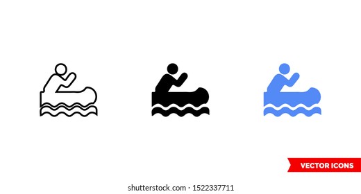 Map symbol canoe access icon of 3 types: color, black and white, outline. Isolated vector sign symbol.
