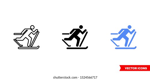 Map Symbol Cross-country Ski Trail Icon Of 3 Types: Color, Black And White, Outline. Isolated Vector Sign Symbol.
