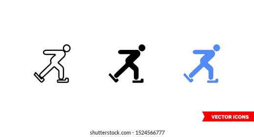 Map symbol ice skating icon of 3 types: color, black and white, outline. Isolated vector sign symbol.
