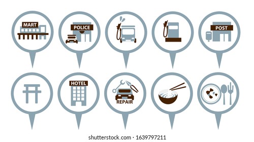 map symbol icon tour set pin