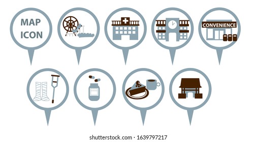 map symbol icon tour set pin