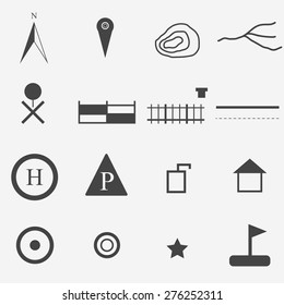 map symbol  icons set