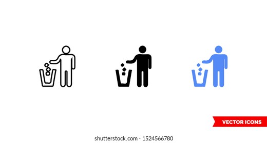 Map symbol litter receptacle icon of 3 types: color, black and white, outline. Isolated vector sign symbol.
