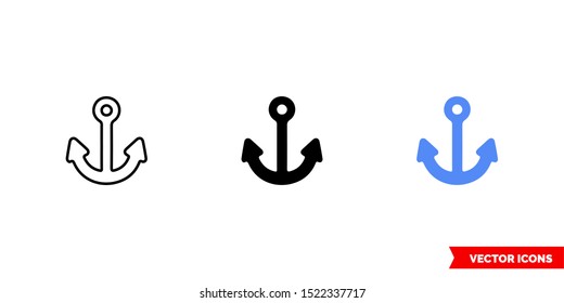 Map symbol marina icon of 3 types: color, black and white, outline. Isolated vector sign symbol.
