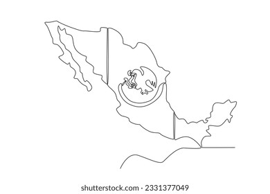 A map   symbol Mexico in the middle  Independencia de Mexico one  line drawing