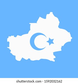 Map And Symbol Of Muslim Uyghur Icons -Vector