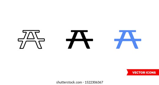 Map symbol picnic icon of 3 types: color, black and white, outline. Isolated vector sign symbol.
