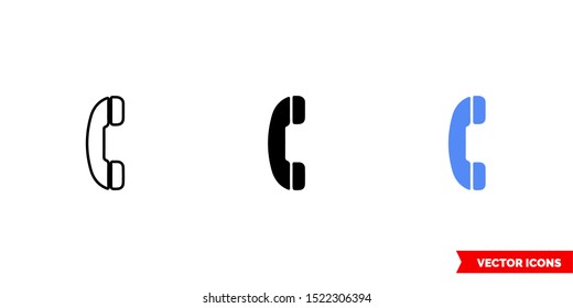 Map symbol telephone icon of 3 types: color, black and white, outline. Isolated vector sign symbol.
