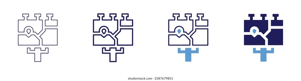 Map symbols icon in 4 different styles. Thin Line, Line, Bold Line, Duotone. Duotone style. Editable stroke.