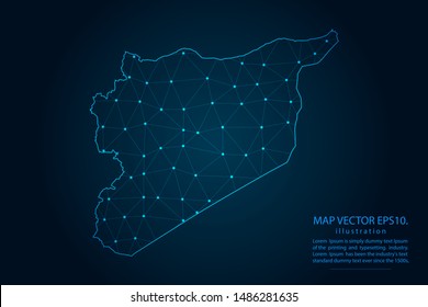 map of syria with Abstract mash line and point scales on Dark background . Wire frame 3D mesh polygonal network line, design polygon sphere, dot and structure. Vector illustration eps 10.