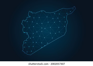 Map of syria , Abstract mash line and point scales on dark background for your web site design map logo, app, ui,Travel. Vector illustration eps 10.